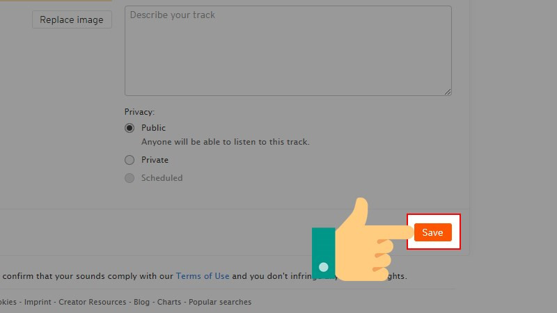 alt text: Nút Save trên SoundCloud