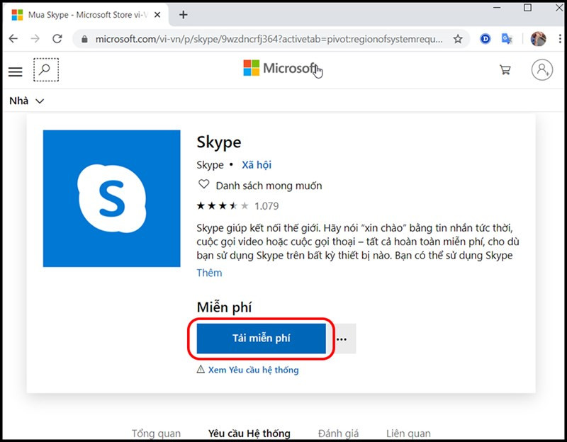 Alt text: Nút tải Skype trên trang web