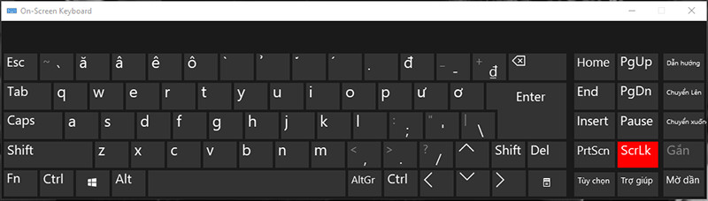alt text: Phím Scroll Lock trên bàn phím ảo