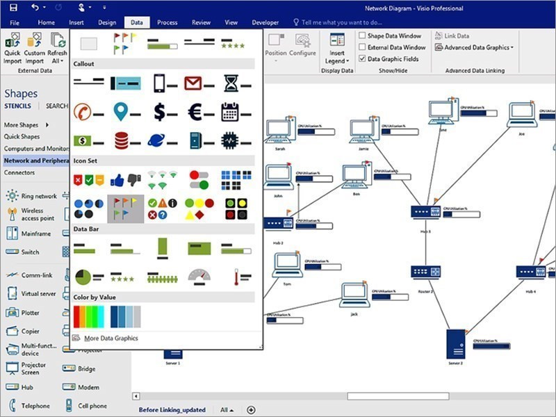 alt text: Sơ đồ mạng được tạo bằng Microsoft Visio