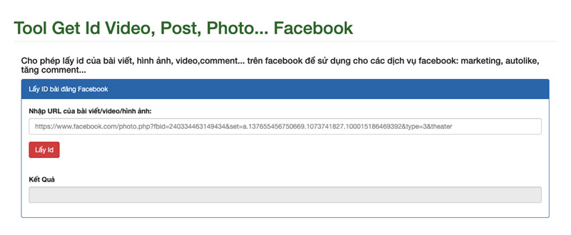 alt text: Sử dụng VnLike.Net để lấy ID Facebook
