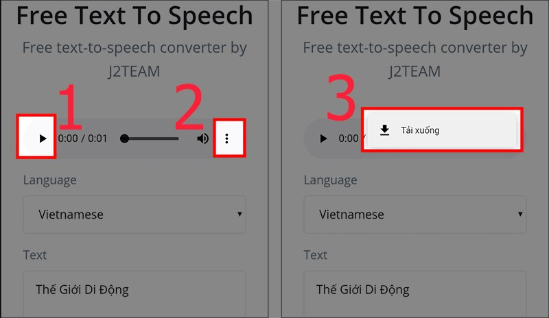 alt text: Tải xuống file âm thanh giọng đọc Google từ J2team