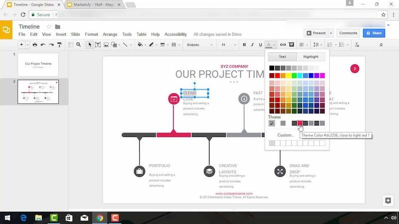 alt text: Tạo bảng timeline trên Google Slides