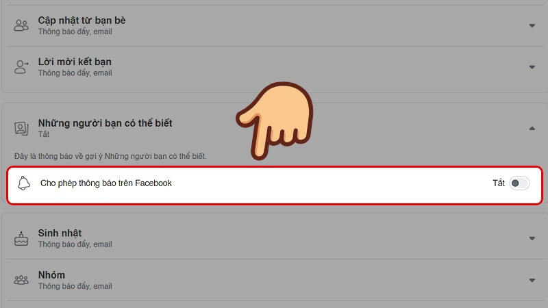 alt text: Tắt Cho phép thông báo trên Facebook trên máy tính