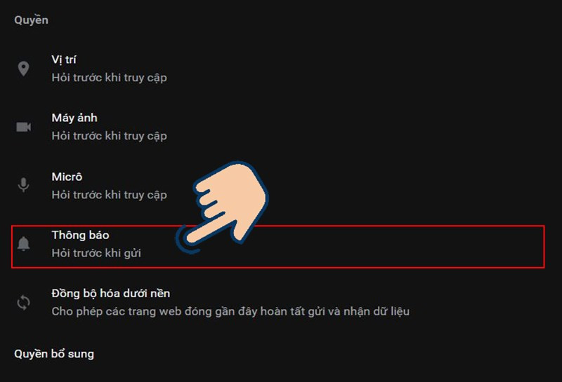 alt text: Tắt thông báo Facebook trong cài đặt Chrome