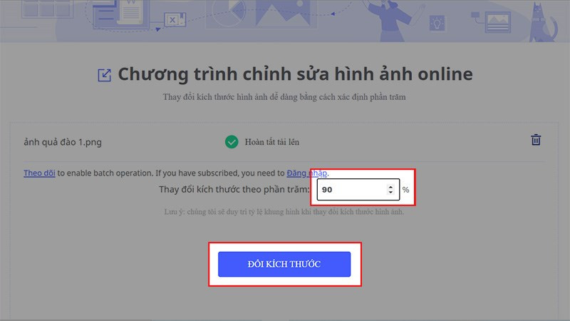 alt text: Thay đổi kích thước ảnh trên HiPDF