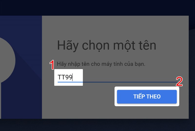 alt text: Thiết lập tên máy tính và mật khẩu