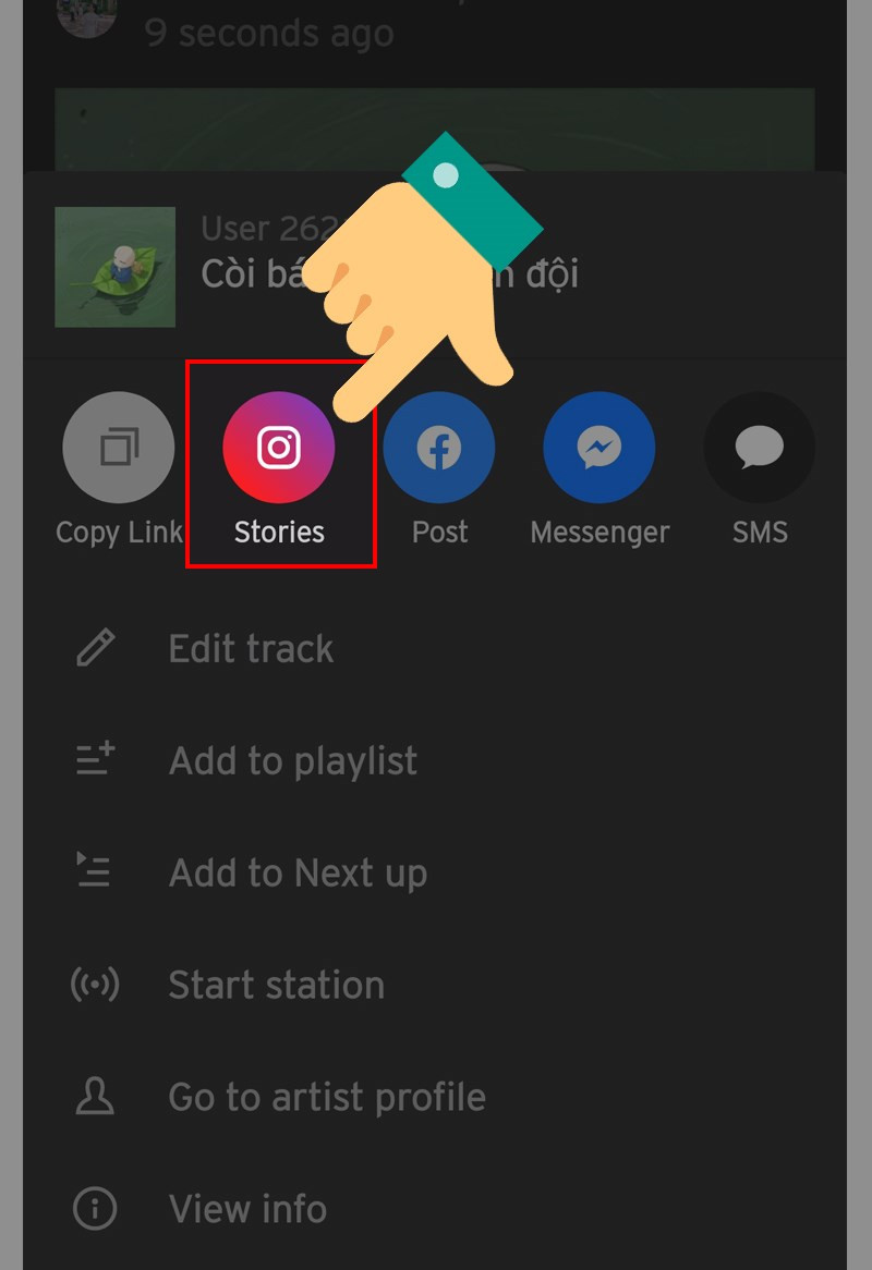 alt text: Tùy chọn chia sẻ lên Instagram Stories