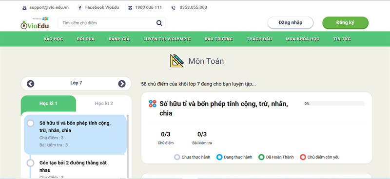 alt text: Website VioEdu với giao diện học tập hiện đại