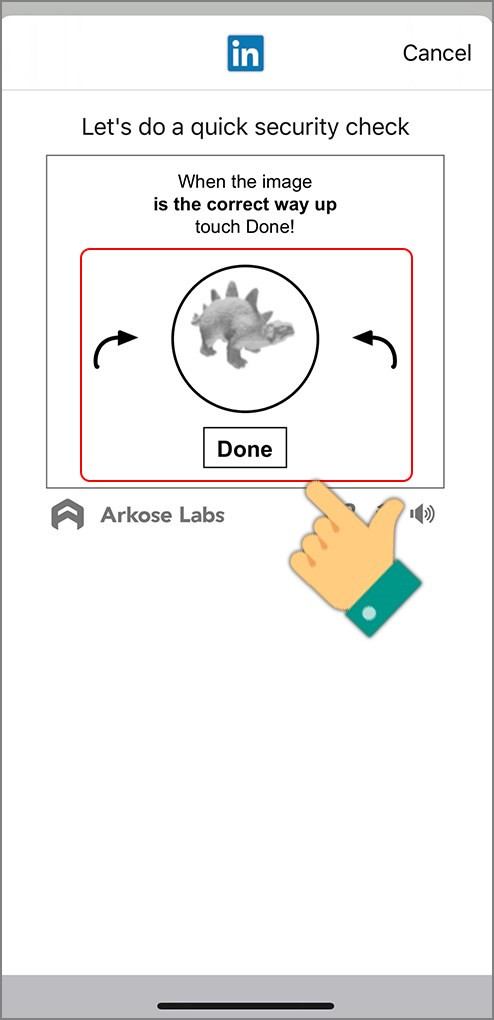 alt text: Xác minh tài khoản LinkedIn bằng cách xoay hình