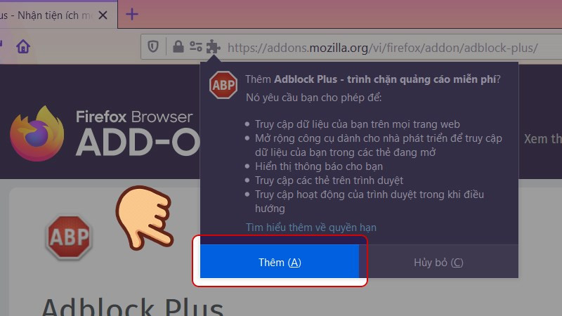 alt text: Xác nhận cài đặt Adblock Plus