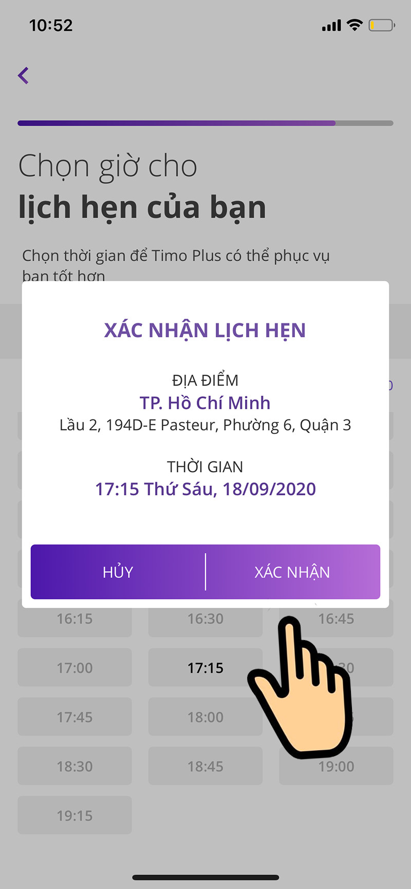 alt text: Xác nhận lịch hẹn