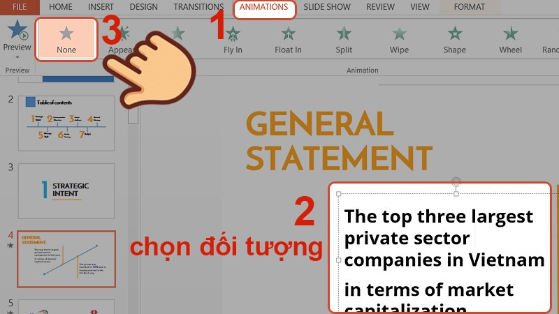 alt text: Xóa hiệu ứng động trong PowerPoint