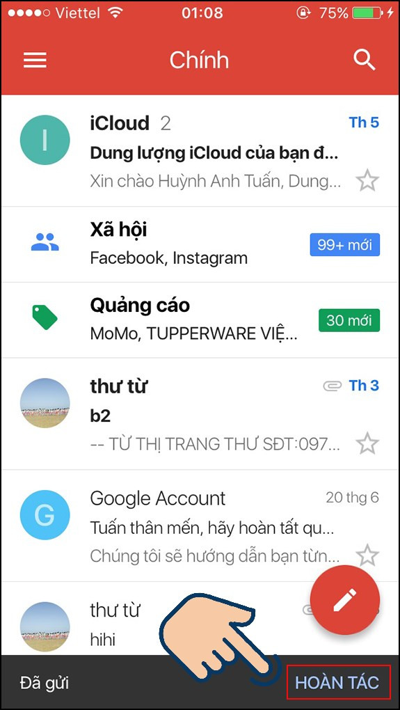 alt: Thu hồi email trên Gmail điện thoại