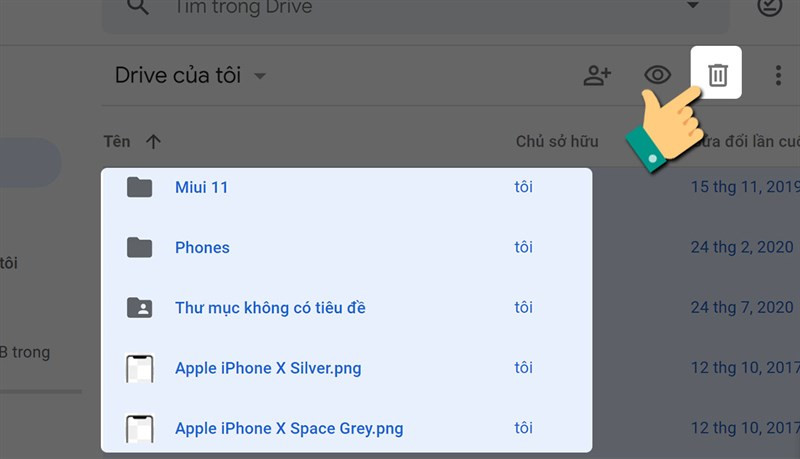 Alt: Xóa tệp trong Google Drive