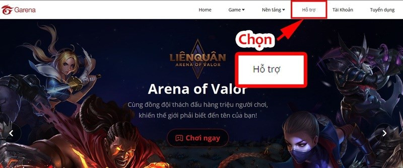 alt=Ảnh minh họa bước 1: Truy cập trang chủ Garena