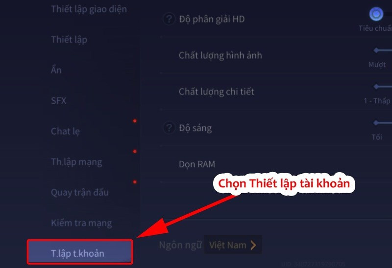 alt=Ảnh minh họa bước 2: Chọn Thiết lập tài khoản