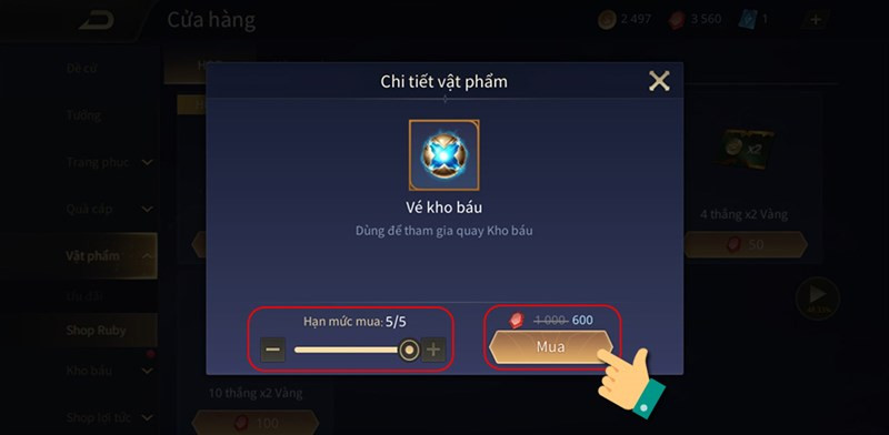 alt=Chọn số lượng vé quay kho báu