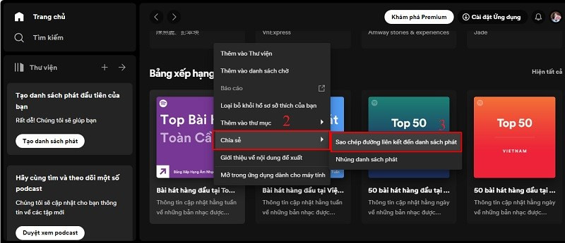 alt=Sao chép liên kết bài hát trên Spotify máy tính