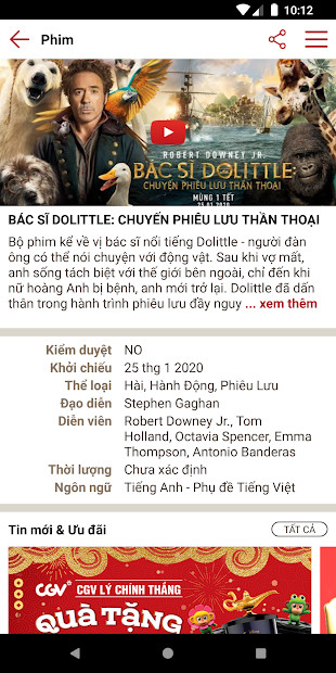 Ảnh chụp màn hình ứng dụng CGV Cinemas