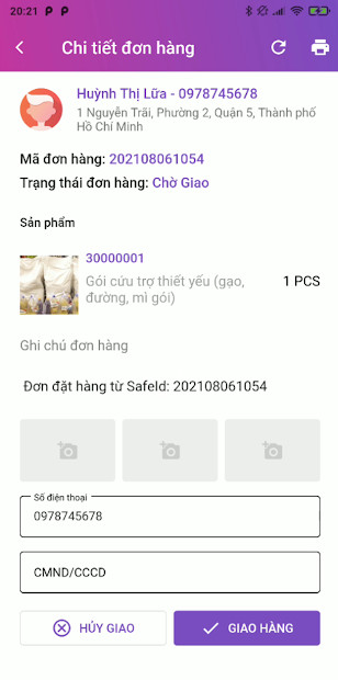 Ảnh chụp màn hình ứng dụng SafeID Delivery