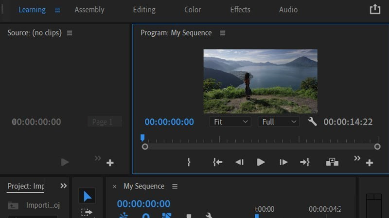 Ảnh màn hình Adobe Premiere