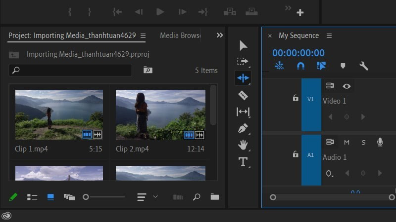 Ảnh màn hình Adobe Premiere