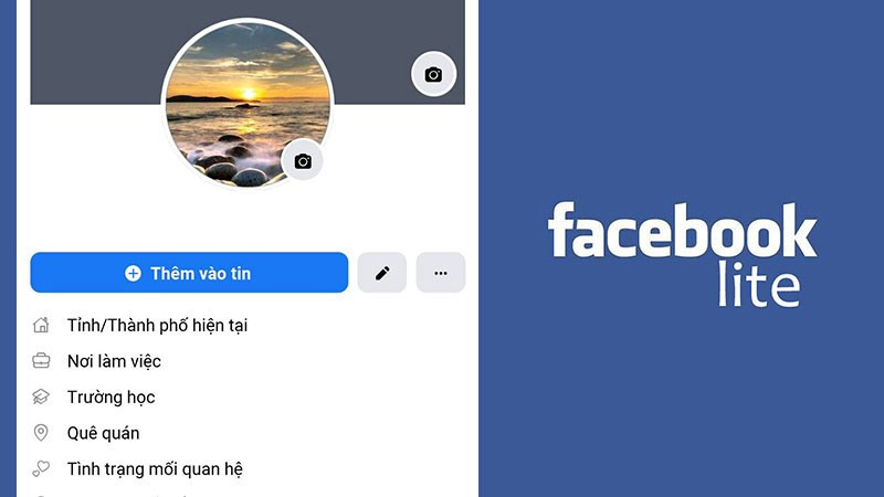 Ảnh minh họa giao diện facebook lite