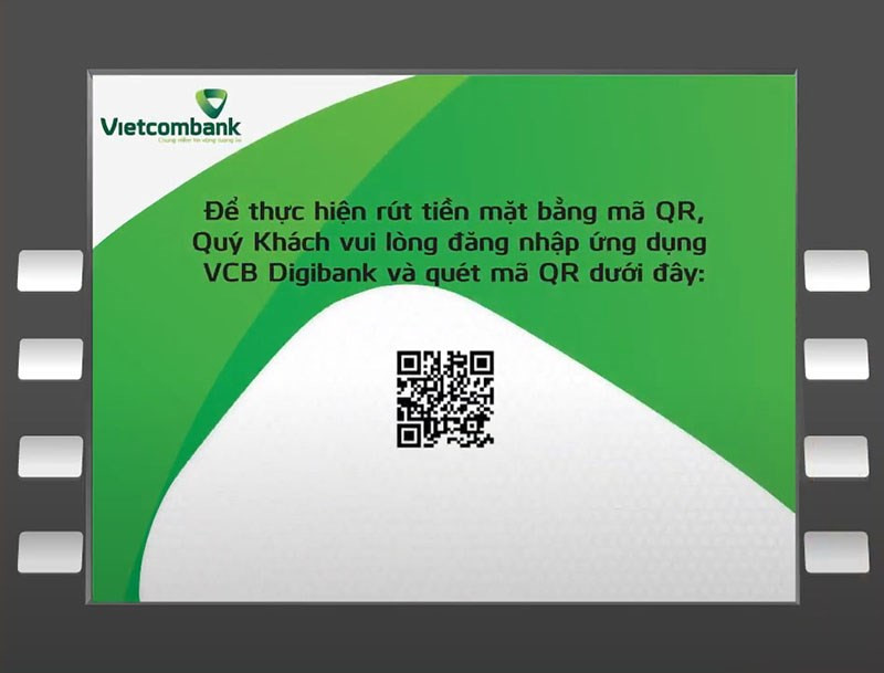 ATM hiển thị mã QR rút tiền