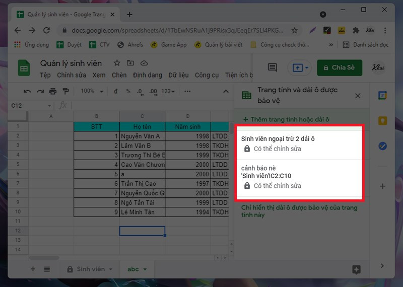 Khóa Sheet Google Sheets: Bảo vệ dữ liệu hiệu quả