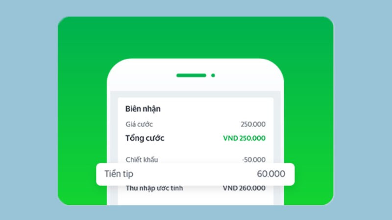 Bác tài sẽ được nhận 100% tiền tip