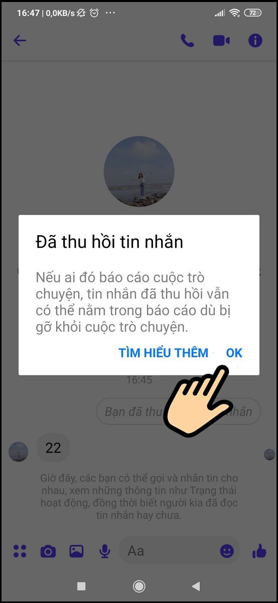 Bấm Ok để xác nhận