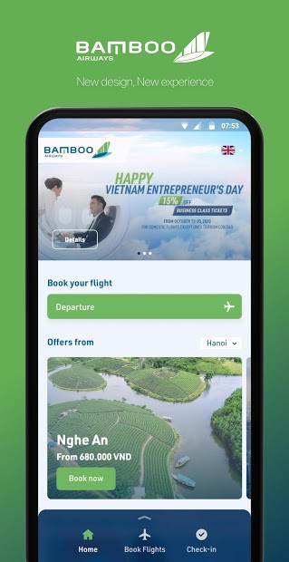 Bamboo Airways trên điện thoại