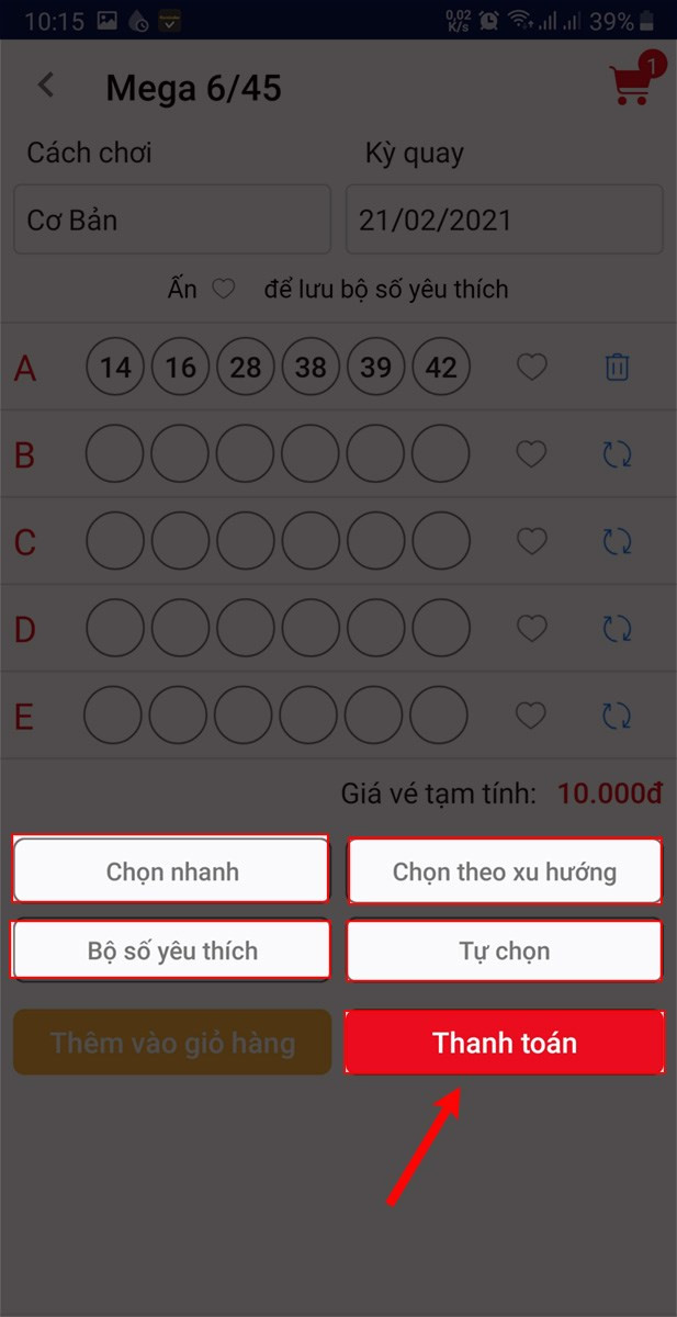 Bạn có 4 hình thức chọn. Sau đó bấm thanh toán.