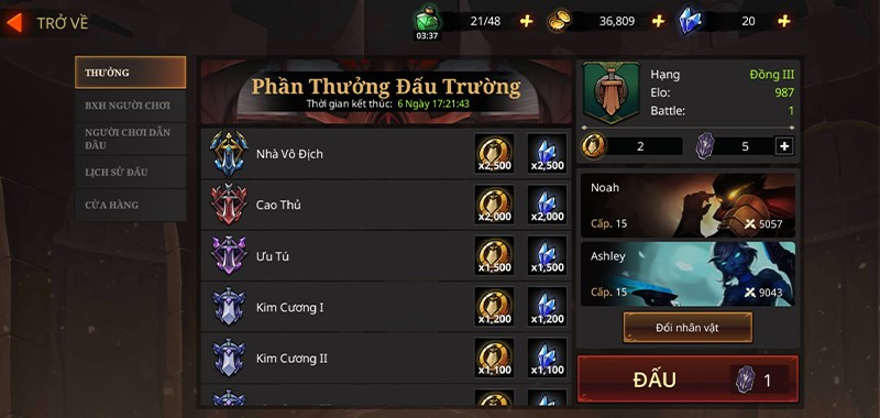 Bảng xếp hạng trong Shadow Knight