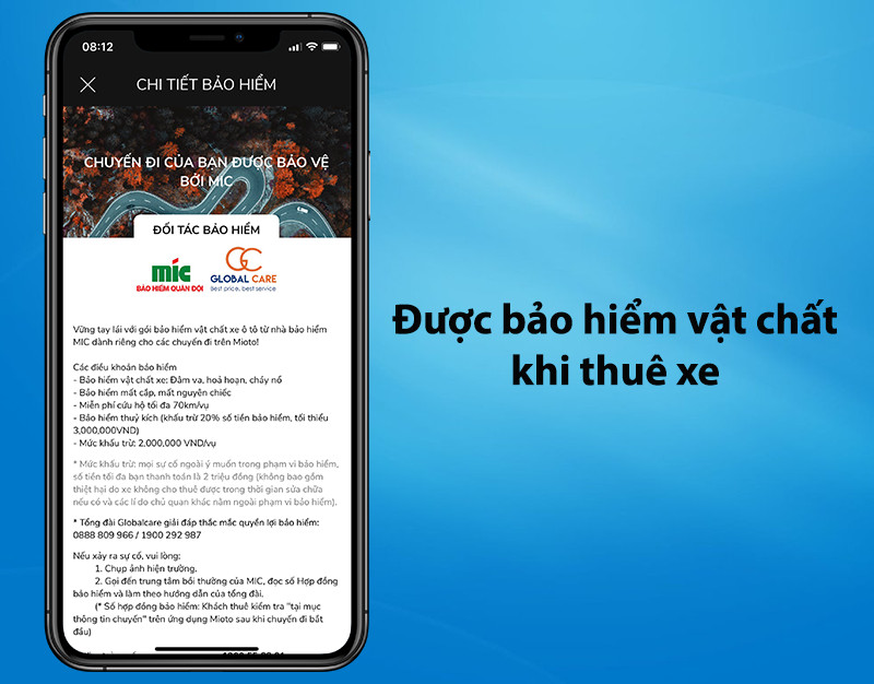 Bảo hiểm vật chất cho xe thuê trên MIOTO