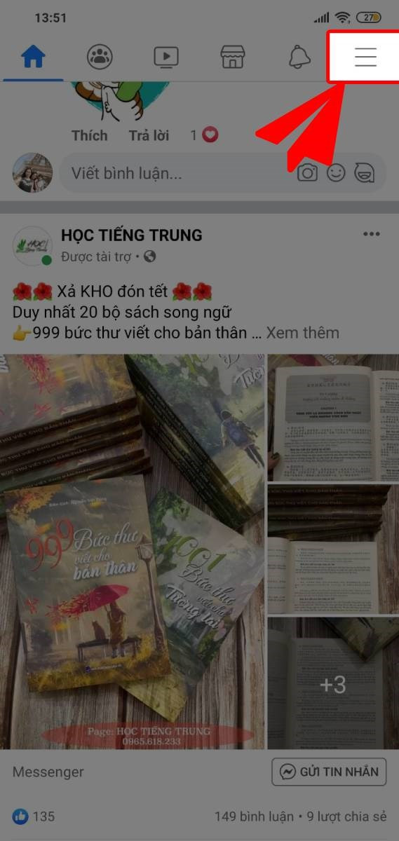 Biểu tượng ba gạch của Facebook