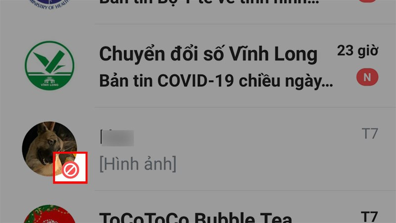 Biểu tượng chặn tin nhắn Zalo