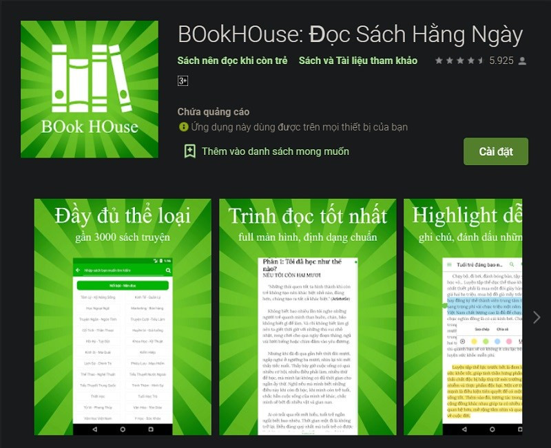 Book House: Ứng dụng đọc sách đa năng