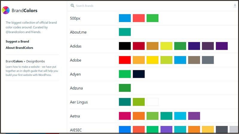 BrandColors - Website phối màu theo thương hiệu