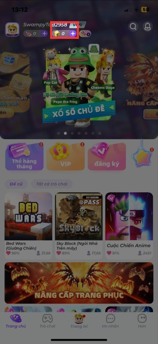 Bước 2 Nạp Trong Game