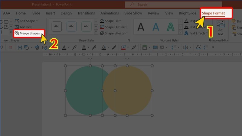 Thủ thuật PowerPoint: Ghép nối và Tách hình khối Đơn Giản với Merge Shape