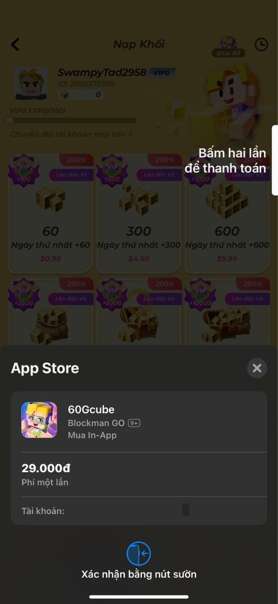 Bước 4 Nạp Trong Game