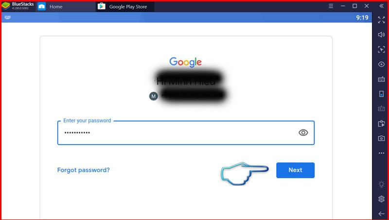 Bước 8: Tiến hành đăng nhập và nhấp vào Next