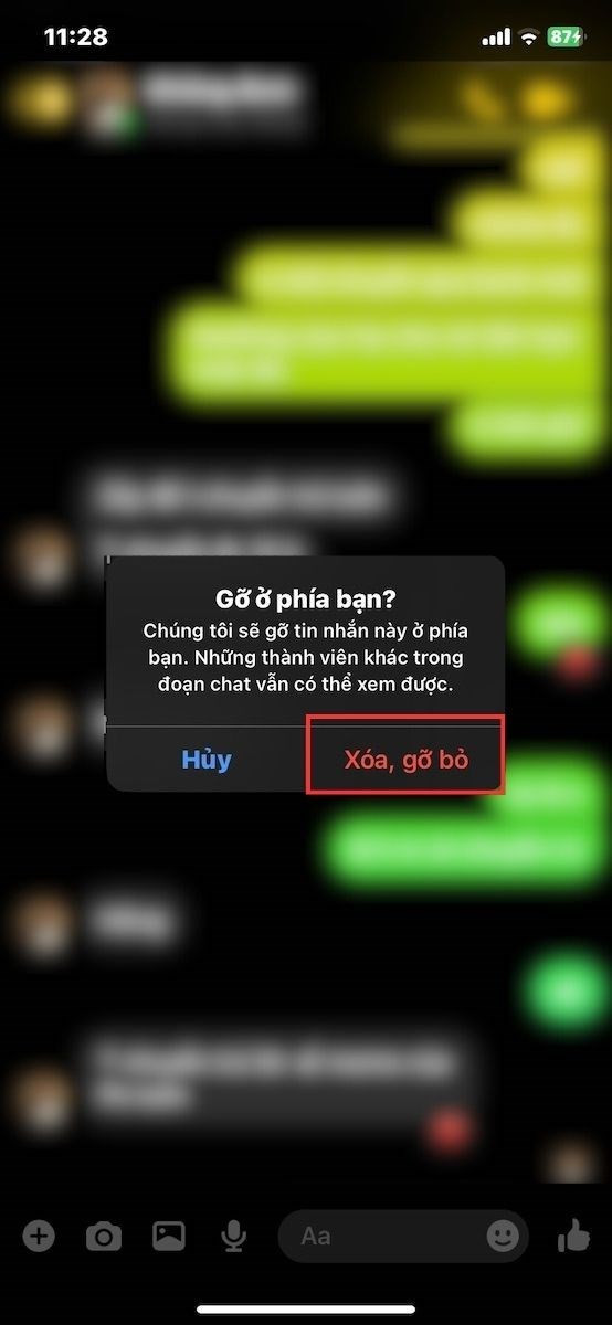 Các bước xóa tin nhắn Messenger