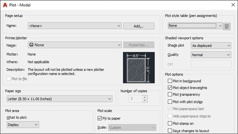 Cách chỉnh nét in theo màu sắc của layer trong AutoCAD