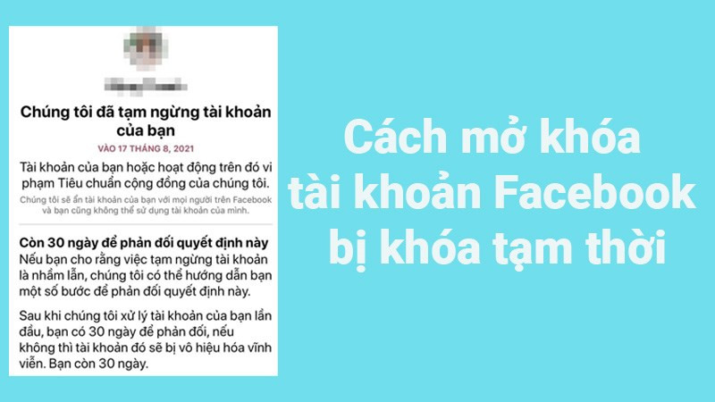 Cách mở khóa Facebook bị vi phạm tiêu chuẩn cộng đồng