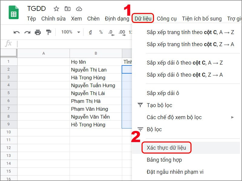 Hướng Dẫn Tạo Danh Sách Thả Xuống Trong Google Sheets Đơn Giản