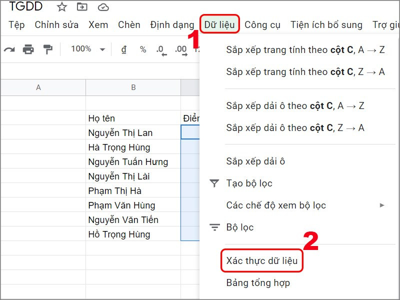 Hướng Dẫn Tạo Danh Sách Thả Xuống Trong Google Sheets Đơn Giản