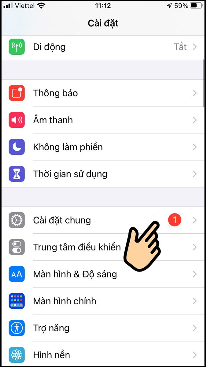 Cài đặt chung trên iOS